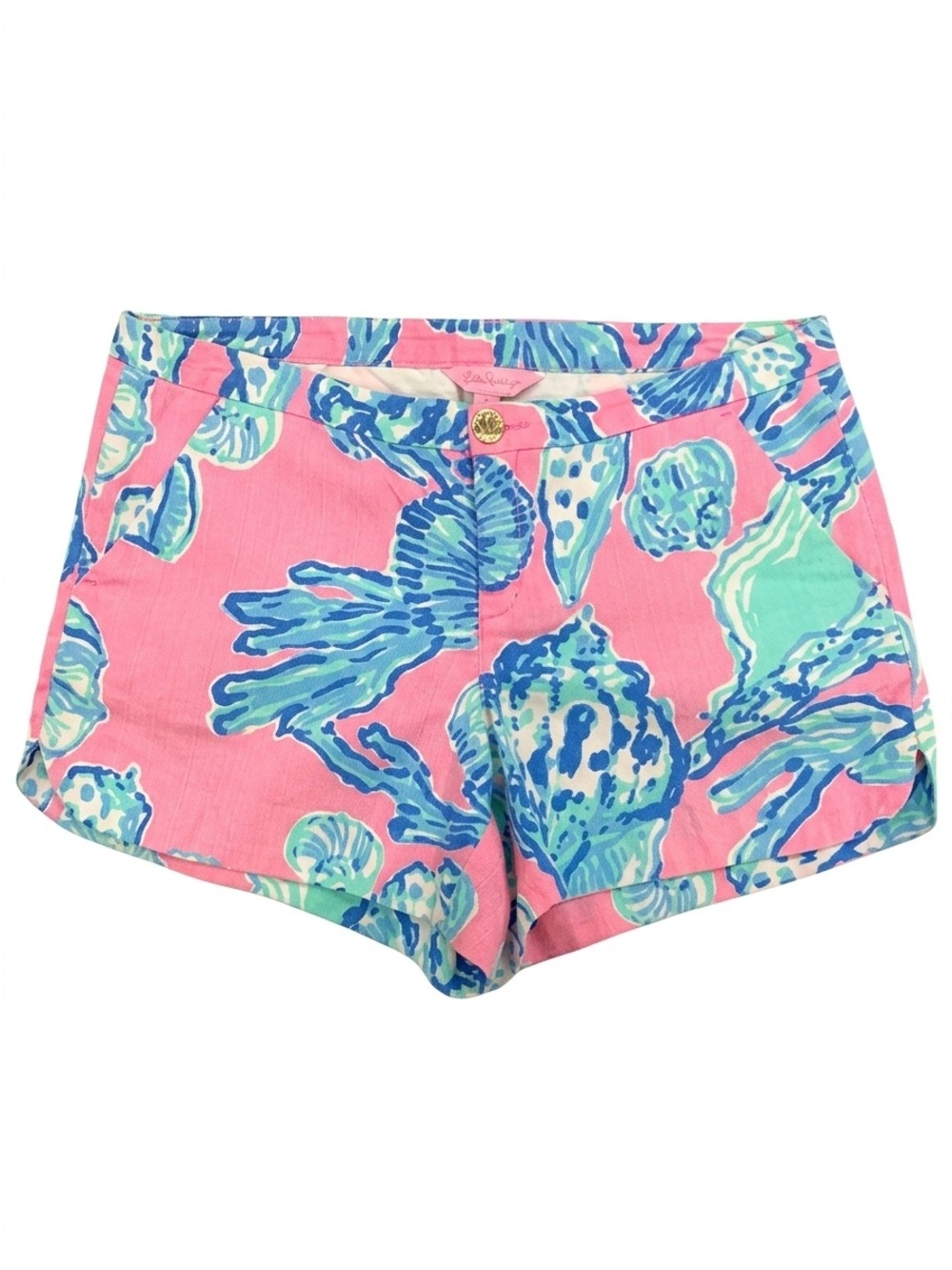 Lilly Pulitzer Adie Shorts Barefoot Princess Shell Print Pink Blue Size 4